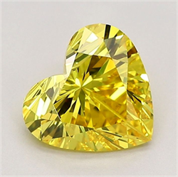 Picture of Lab Grown Diamond 1.35 Carats, Heart with  Cut, Fancy Vivid Yellow Color, VVS2 Clarity and Certified by IGI