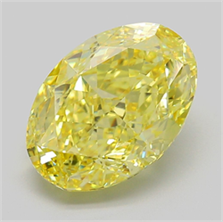 Picture of Lab Grown Diamond 5.86 Carats, Oval with  Cut, Fancy Intense Yellow Color, VVS2 Clarity and Certified by IGI