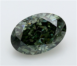 Picture of Lab Grown Diamond 3.14 Carats, Oval with  Cut, Fancy Vivid Green Color, VVS2 Clarity and Certified by IGI