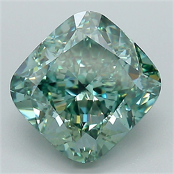 Picture of Lab Grown Diamond 3.51 Carats, Cushion with  Cut, Fancy Vivid Green Color, VS1 Clarity and Certified by IGI