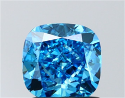 Picture of Lab Grown Diamond 1.50 Carats, CUSHION MODIFIED with  Cut, Fancy Vivid Blue Color, VS2 Clarity and Certified by IGI