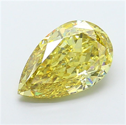 Picture of Lab Grown Diamond 5.54 Carats, Pear with  Cut, Fancy Intense Yellow Color, VS1 Clarity and Certified by IGI