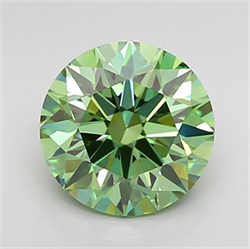 Picture of Lab Grown Diamond 1.70 Carats, Round with Ideal Cut, Fancy Vivid Green Color, VVS2 Clarity and Certified by IGI
