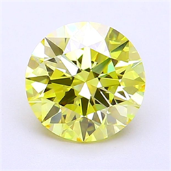 Picture of Lab Grown Diamond 1.59 Carats, Round with Ideal Cut, Fancy Intense Yellow Color, VVS1 Clarity and Certified by IGI