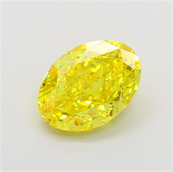Picture of Lab Grown Diamond 1.61 Carats, Oval with  Cut, Fancy Vivid Yellow Color, VVS1 Clarity and Certified by IGI