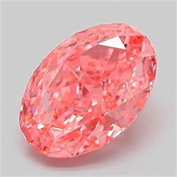 Picture of Lab Grown Diamond 2.10 Carats, Oval with  Cut, Fancy Vivid Pink Color, VVS2 Clarity and Certified by IGI