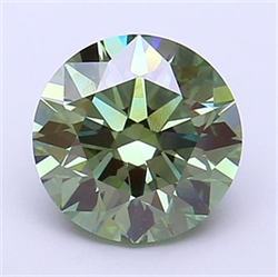 Picture of Lab Grown Diamond 2.09 Carats, Round with Ideal Cut, Fancy Vivid Green Color, VVS2 Clarity and Certified by IGI
