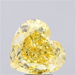 Picture of Lab Grown Diamond 5.65 Carats, Heart with  Cut, Fancy Vivid Yellow Color, VS1 Clarity and Certified by IGI