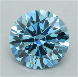 Picture of Lab Grown Diamond 2.01 Carats, Round with Ideal Cut, Fancy Vivid Blue Color, VVS2 Clarity and Certified by IGI