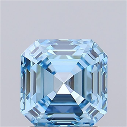 Picture of Lab Grown Diamond 1.52 Carats, Asscher with  Cut, Fancy Vivid Blue Color, VVS2 Clarity and Certified by IGI