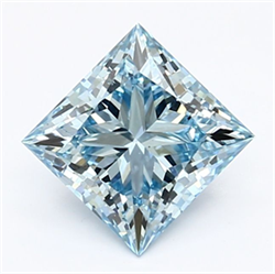 Picture of Lab Grown Diamond 1.44 Carats, Princess with  Cut, Fancy Intense Blue Color, VS2 Clarity and Certified by IGI