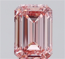 Picture of Lab Grown Diamond 2.40 Carats, Emerald with  Cut, Fancy Intense Pink Color, VS1 Clarity and Certified by IGI