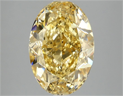 Picture of Lab Grown Diamond 5.03 Carats, Oval with  Cut, Fancy Vivid Yellow Color, VS1 Clarity and Certified by IGI
