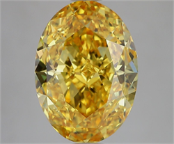 Picture of Lab Grown Diamond 5.08 Carats, Oval with  Cut, Fancy Vivid Yellow Color, VS1 Clarity and Certified by IGI