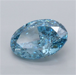 Picture of Lab Grown Diamond 1.58 Carats, Oval with  Cut, Fancy Vivid Blue Color, VVS1 Clarity and Certified by IGI