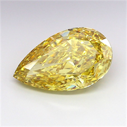 Picture of Lab Grown Diamond 8.02 Carats, Pear with  Cut, Fancy Intense Yellow Color, VS1 Clarity and Certified by IGI