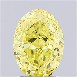 Picture of Lab Grown Diamond 1.31 Carats, Oval with  Cut, Fancy Vivid Yellow Color, VVS2 Clarity and Certified by IGI