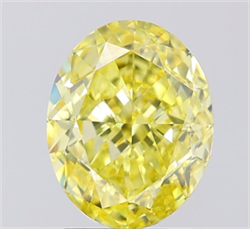 Picture of Lab Grown Diamond 2.94 Carats, Oval with  Cut, Fancy Intense Yellow Color, VS1 Clarity and Certified by IGI