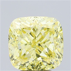 Picture of Lab Grown Diamond 4.26 Carats, CUSHION MODIFIED with  Cut, Fancy Intense Yellow Color, VS2 Clarity and Certified by IGI