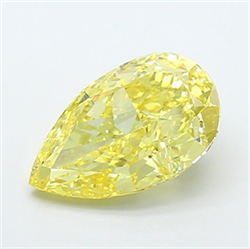 Picture of Lab Grown Diamond 2.80 Carats, Pear with  Cut, Fancy Intense Yellow Color, VVS2 Clarity and Certified by IGI