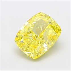 Picture of Lab Grown Diamond 3.50 Carats, CUSHION MODIFIED with  Cut, Fancy Vivid Yellow Color, VS2 Clarity and Certified by IGI