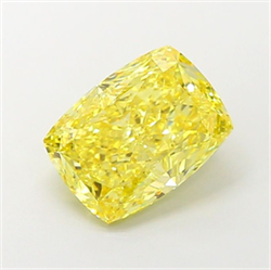 Picture of Lab Grown Diamond 4.29 Carats, CUSHION MODIFIED with  Cut, Fancy Vivid Yellow Color, VS1 Clarity and Certified by IGI