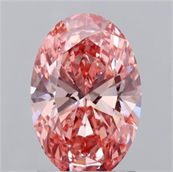 Picture of Lab Grown Diamond 1.73 Carats, Oval with  Cut, Fancy Vivid Pink Color, VS1 Clarity and Certified by IGI