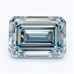 Picture of Lab Grown Diamond 1.38 Carats, Emerald with  Cut, Fancy Intense Blue Color, VS1 Clarity and Certified by IGI