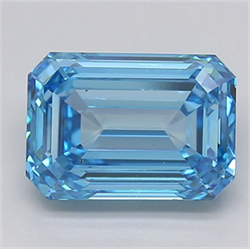 Picture of Lab Grown Diamond 3.74 Carats, Emerald with  Cut, Fancy Vivid Blue Color, VS1 Clarity and Certified by IGI