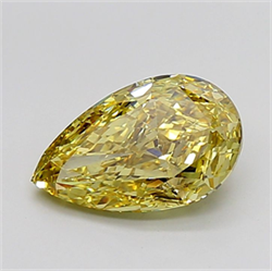 Picture of Lab Grown Diamond 5.02 Carats, Pear with  Cut, Fancy Intense Yellow Color, VS1 Clarity and Certified by IGI