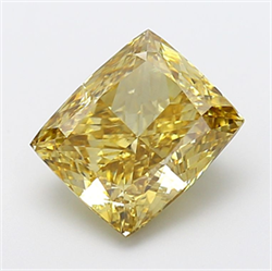 Picture of Lab Grown Diamond 5.01 Carats, CUSHION MODIFIED with  Cut, Fancy Intense Yellow Color, VS1 Clarity and Certified by IGI