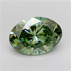 Picture of Lab Grown Diamond 5.55 Carats, Oval with  Cut, Fancy Vivid Green Color, VS1 Clarity and Certified by IGI