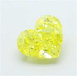 Picture of Lab Grown Diamond 1.35 Carats, Heart with  Cut, Fancy Vivid Yellow Color, VVS2 Clarity and Certified by IGI