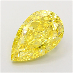 Picture of Lab Grown Diamond 5.03 Carats, Pear with  Cut, Fancy Vivid Yellow Color, VVS2 Clarity and Certified by IGI