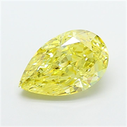 Picture of Lab Grown Diamond 3.04 Carats, Pear with  Cut, Fancy Vivid Yellow Color, VS1 Clarity and Certified by IGI