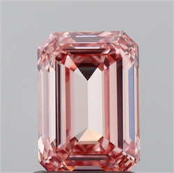 Picture of Lab Grown Diamond 1.41 Carats, Emerald with  Cut, Fancy Vivid Pink Color, VS1 Clarity and Certified by IGI