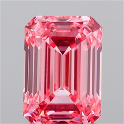 Picture of Lab Grown Diamond 2.08 Carats, Emerald with  Cut, Fancy Vivid Pink Color, VVS2 Clarity and Certified by IGI