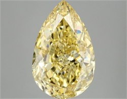 Picture of Lab Grown Diamond 5.10 Carats, Pear with  Cut, Fancy Vivid Yellow Color, VVS2 Clarity and Certified by IGI