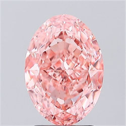 Picture of Lab Grown Diamond 2.62 Carats, Oval with  Cut, Fancy Vivid Pink Color, VS1 Clarity and Certified by IGI