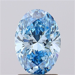 Picture of Lab Grown Diamond 1.51 Carats, Oval with  Cut, Fancy Vivid Blue Color, VS2 Clarity and Certified by IGI