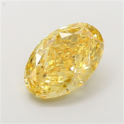 Picture of Lab Grown Diamond 3.04 Carats, Oval with  Cut, Fancy Intense Yellow Color, VS2 Clarity and Certified by IGI