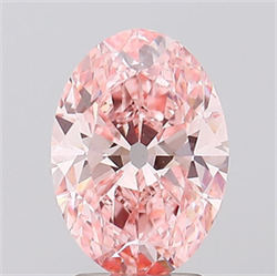 Picture of Lab Grown Diamond 2.54 Carats, Oval with  Cut, Fancy Vivid Pink Color, VS1 Clarity and Certified by IGI