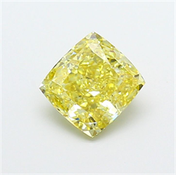 Picture of Lab Grown Diamond 1.59 Carats, CUSHION MODIFIED with  Cut, Fancy Intense Yellow Color, VS2 Clarity and Certified by IGI