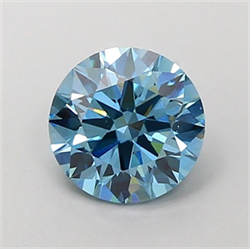 Picture of Lab Grown Diamond 1.42 Carats, Round with Ideal Cut, Fancy Vivid Blue Color, VS1 Clarity and Certified by IGI