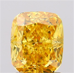 Picture of Lab Grown Diamond 1.56 Carats, CUSHION MODIFIED with  Cut, Fancy Vivid Yellow Color, VVS2 Clarity and Certified by IGI