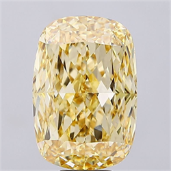 Picture of Lab Grown Diamond 12.04 Carats, CUSHION MODIFIED with  Cut, Fancy Intense Yellow Color, VS1 Clarity and Certified by IGI