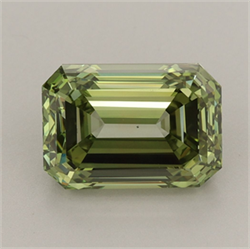 Picture of Lab Grown Diamond 4.06 Carats, Emerald with  Cut, Fancy Vivid Green Color, VS1 Clarity and Certified by IGI