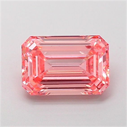 Picture of Lab Grown Diamond 1.30 Carats, Emerald with  Cut, Fancy Vivid Pink Color, VS2 Clarity and Certified by IGI