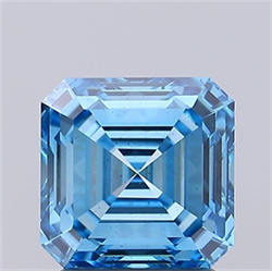 Picture of Lab Grown Diamond 2.27 Carats, Emerald with  Cut, Fancy Vivid Blue Color, VS2 Clarity and Certified by IGI