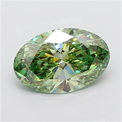 Picture of Lab Grown Diamond 3.00 Carats, Oval with  Cut, Fancy Intense Green Color, VVS1 Clarity and Certified by IGI